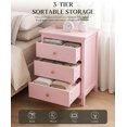 thumbnail image 4 of LAZZO 3-Drawer Nightstand, Storage Side End Table for Bedroom and Living Room, Pink, 4 of 6