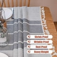 thumbnail image 3 of Nvzi Table Cloth Tassel Cotton Linen Table Cover for Kitchen Dinning Wrinkle Free Table Cloths (Grey Lines, 60in Round), 3 of 4