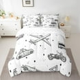 thumbnail image 2 of Homewish Cartoon Airplane Motorcycle 7pcs Bedding Comforter Set,Extreme Sport Queen Bedding Sets,White Gray Queen Sheet Sets For Boys Kids,Super Cozy Room Decor Reversible, 2 of 8