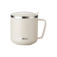 thumbnail image 4 of Tazas de café de acero inoxidable con tapa y asa, taza de café reutilizable con aislamiento térmico, taza de agua del té para barbacoa, pesca, viaje, Beige Soledad Taza de café, 4 of 9
