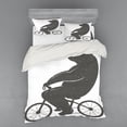 thumbnail image 1 of Ambesonne Modern Bedding Set 4 Pcs, Bike Humor Hipster Bear, Queen, Grey, 1 of 3