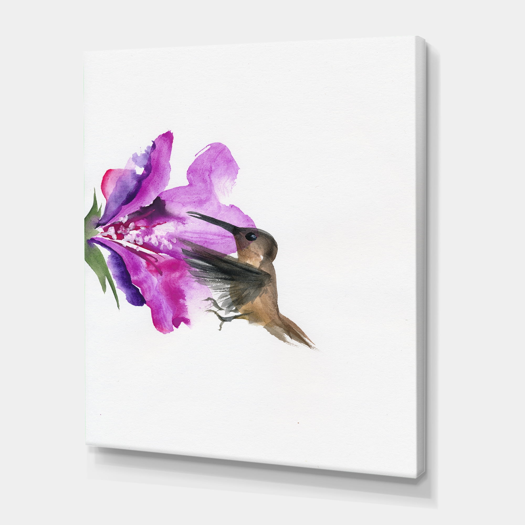 Designart ' Purple Fuchia VIntage Flower ' Traditional Canvas Wall Art Print