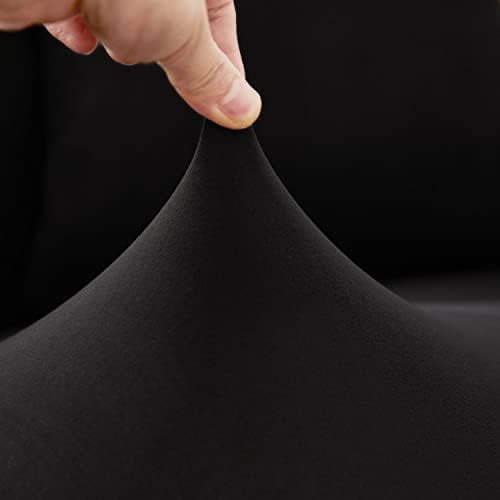 Black Sectional Couch Covers L Shape for 3 Cushion Couch for Living Room,Stretch Sofa Covers for Sectional Sofa Set for Dogs Pets,2Pcs Sofa Slipcovers Furniture Protector Covers with 2 Pillowcase