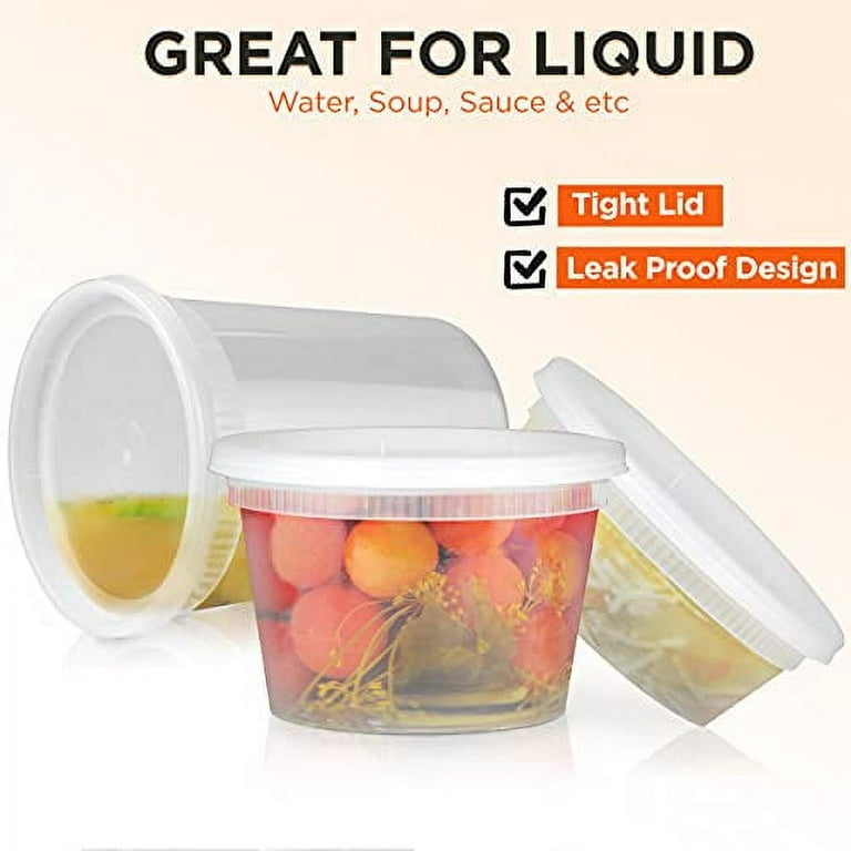 [60 Pack, 2 Size] Food Storage Containers with Lids,16oz, 32oz Plastic  Airtight Deli Food Containers w Spoons, Microwave Freezer Food Container
