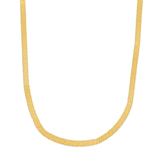 Ritastephens Sterling Silver Gold Overlay Shiny Herringbone Chain Necklace 5mm 16"