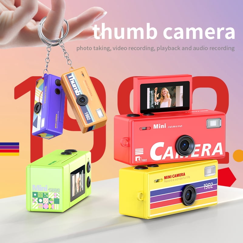 Instant Mini Digital Camera Keychain, 1080P HD Video Recorder with Flip Screen, Ultra Portable，9 Vibrant Colors for Students, Vloggers, Daily Use & Retro Style（White）