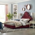 thumbnail image 2 of Modern Contemporary Urban Design Bedroom Queen Size Tufted Platform Bed Frame, Velvet Fabric, Red, 2 of 5