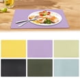 thumbnail image 3 of Washed Plate Mat PU Leather Placemats Heat Resistant Kitchen Table Mats, Waterproof Wipeable for Party Decoration, Washable Outdoor Placemats for Kitchen Dining Patio Table, 1Pc(Yellow,16.9x11.8"), 3 of 7