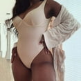 thumbnail image 5 of Aayomet Maillots de Bain pour Femmes Ruched Maillots de Bain (Beige, S), 5 of 5