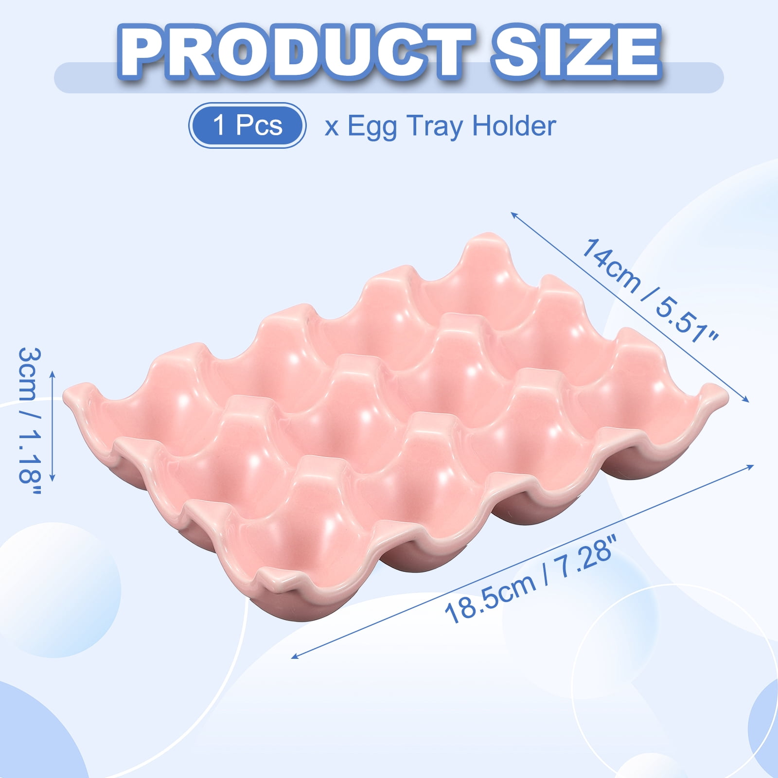Uxcell Ceramic 12 Cups Egg Tray Holder, Porcelain Eggs Container for Home Countertop Kitchen Storage Refrigerator Fridge Decorative Serving Display, Pink