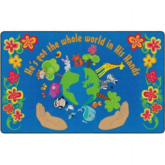 Flagship Carpets FE289-44A 7 ft. 6 x 12 ft. He is Got the Whole World in His Hands Rug - Rectangle