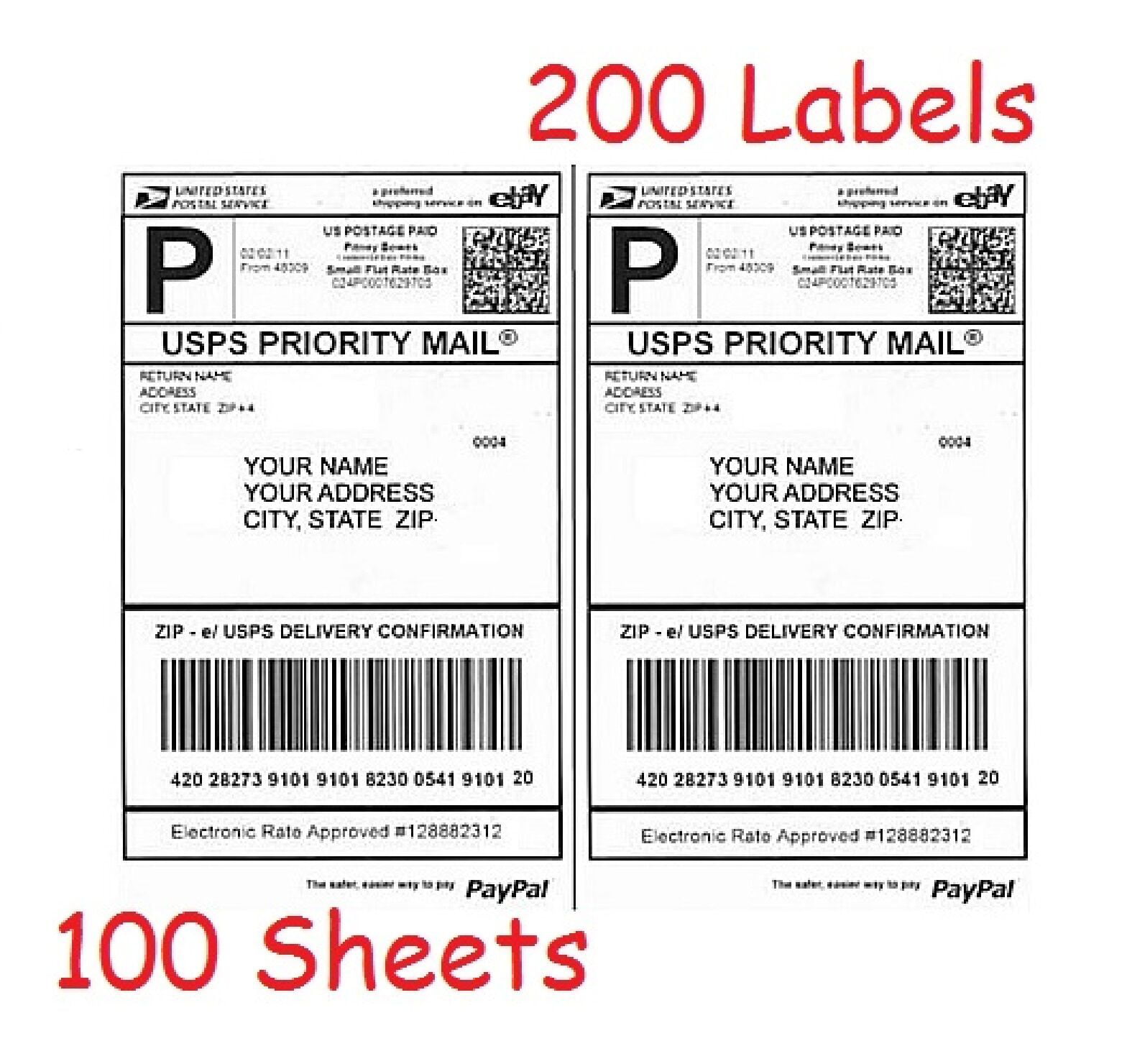 50 Self Adhesive 8.5 x 11 Shipping Labels for UPS USPS FEDEX PAYPAL FREE SHIP