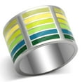 thumbnail image 1 of High polished (no plating) Stainless Steel Ring with Epoxy in Multi Color for Women Multi Color Stone Color Style TK819 Size 5, 1 of 4