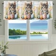 thumbnail image 3 of Easter Cat Valances for Windows Watercolor Pink Blue Yellow Eggs Spring Colorful Floral Rod Pocket Curtain Valance Window Treatment Short Curtains for Kitchen Living Room, 42"x18", 3 of 9