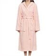 thumbnail image 3 of Bxsruta Womens Plush Hooded Robe Soft Fleece Bathrobe Long Loungewear with Pockets and Belt, 3 of 7