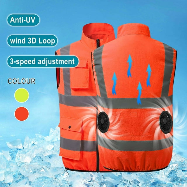 Men's Long Sleeve Hooded Conditioning Jacket with USB Charging Fan for Outdoor Heatstroke Prevention