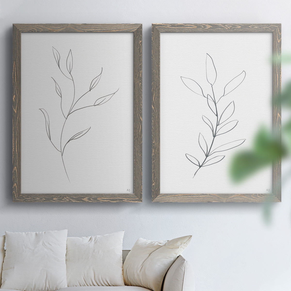 Botanical Gesture I - Premium Framed Canvas 2 Piece Set - Ready to Hang