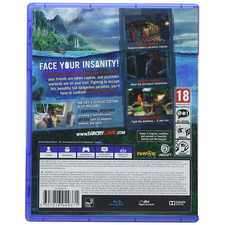 Far Cry 3 Classic Edition (FarCry Playstation 4 PS4) Face Your Insanity 