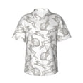thumbnail image 1 of Balery Hand Drawn Rabbit Camisas hawaianas de manga corta para hombre, camisas playeras de corte holgado, camisas de vacaciones con botones,X-Large, 1 of 7