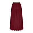thumbnail image 3 of Arlun Spring Summer Long Skirts for Women Stretch High Waisted Solid Color Ruffle Maxi Skirt with Waistband Boho Lightweight Flowy Beach Vacation Skirts Wine M, 3 of 3
