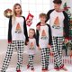 thumbnail image 3 of Pijamas familiares navideños a juego, conjuntos de pijamas a cuadros blancos y negros, árbol de Julio, navidad, 3 of 4