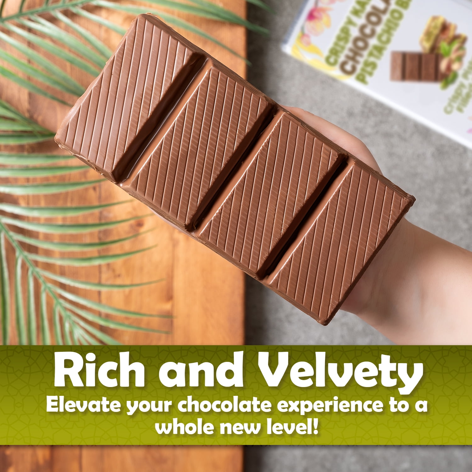 Ceres Gourmet Pistachio Chocolate Bar 7 oz – Crispy Kunafe with Pistachio Paste, Contains Hazelnuts & Milk