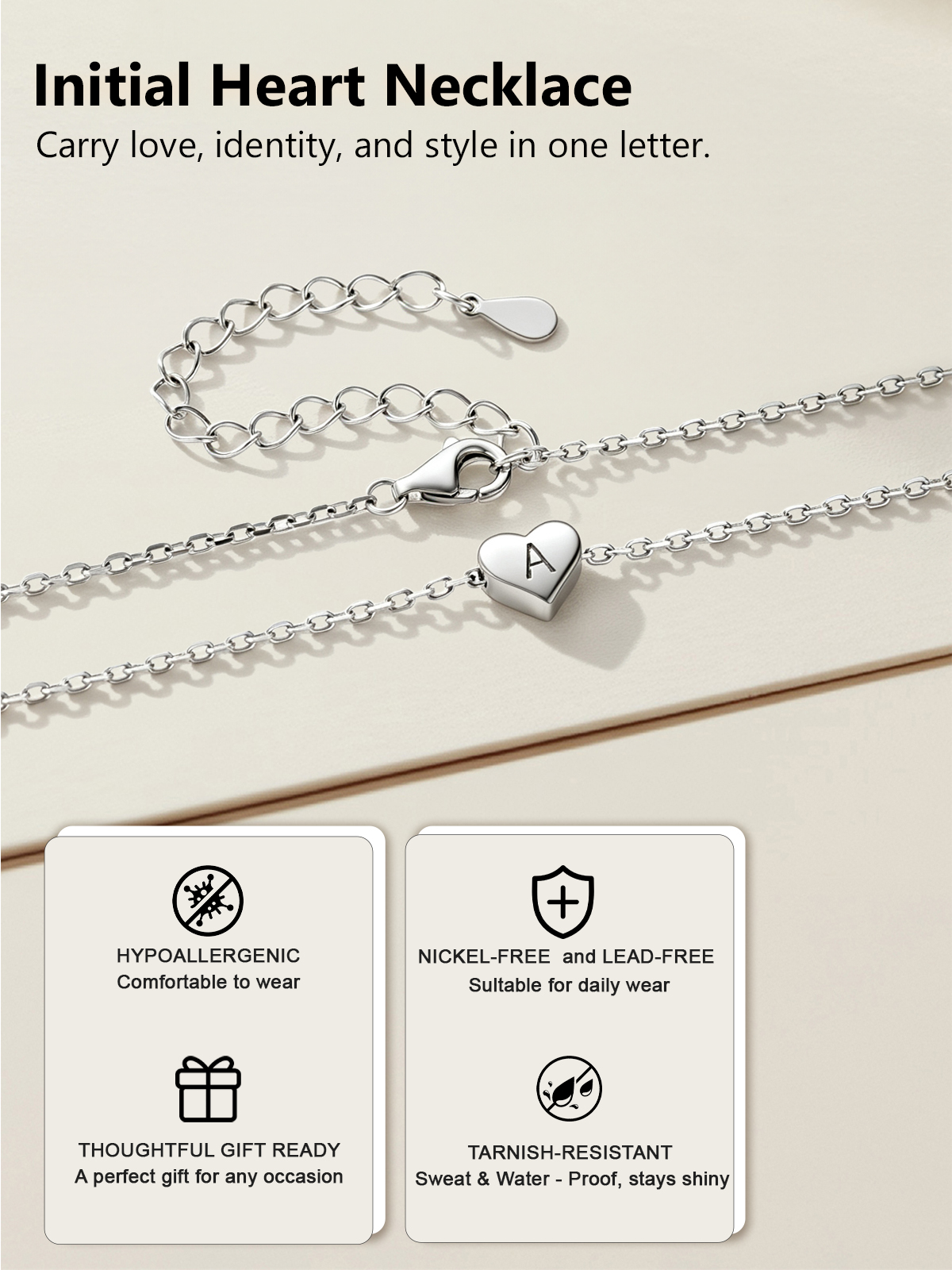 Silvora Initial Heart Pendant Sterling Silver Necklace photo 6