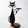 thumbnail image 3 of Mosey Candle Holder Cartoon Style Handmade Decorative Iron Art Cute Black Cat Shape Candlelight Stand Desktop Ornament Home Decor, 3 of 8