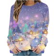 thumbnail image 4 of Uootdi Plus Size Christmas Womens Gift Long Sleeve Sweatshirt Funny Xmas Tree Santa Reindeer Snowman 3D Print Graphic Sweatshir ts, 4 of 7