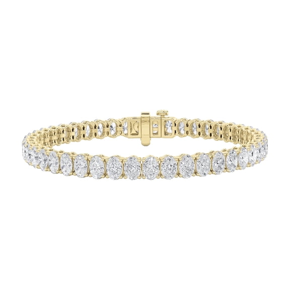 10Ct Oval Shaped F , VS Lab Grown Diamond Line Bracelet in 14K Yellow Gold - 7 Inches