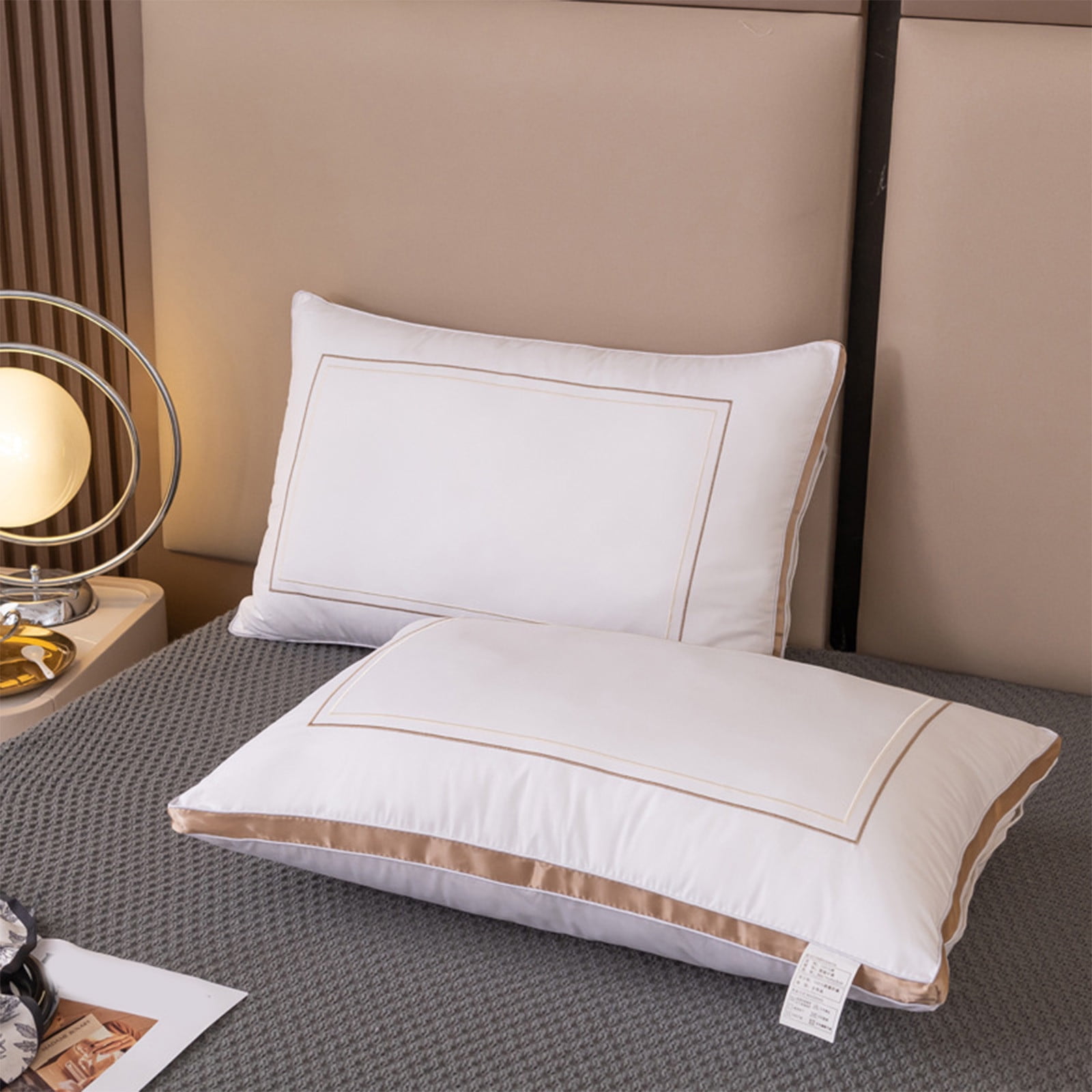 100% Cotton Hotel Pillows, U.S. Made Hypoallergenic Pillows with Down Alternative Fiber Fill for Side & Back Sleepers, Set of 1, Three Comfort Levels, (Soft, Medium, Firm) Soft