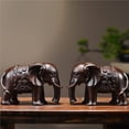 thumbnail image 4 of Ebony solid wood carved elephant figurines, a pair of auspicious ornaments for home living rooms, used to fill in missing corners and decorate., 4 of 4