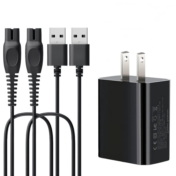 Cargador USB Qjin de 5 V para Philips Norelco OneBlade QP1424 QP1924 QP2724 QP2834 QP4530, afeitadora X9000 HS7980 S7887 S5880 S3242 y recortadora Multigroom MG9520 MG7910 MG5910 MG3939