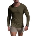 thumbnail image 2 of BLCHUNen Chemises à Manches Longues pour Hommes Chandail en Lin Col Rond Décontracté Léger Respirant Tops d'Automne avec Poche, 2 of 9