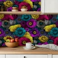 thumbnail image 5 of Peel and Stick Wallpaper Contact Paper Anemones Black Large Pink Flower Golden Brown Flower Purple Flower Self Adhesive and Removable 24in x 118in, 5 of 8