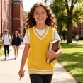 thumbnail image 5 of Kaemgyyd 0-15 T Girl's Sweater Infant Vest Tops Fall V Neck Sleeveless Pullover Cute Color Block Cable Knit Toddler Clothes, 5 of 6