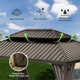thumbnail image 2 of TOTAL Outdoor 10' x 14' Hardtop Gazebo, Galvanized Steel Double Roof Canopy W/Curtains and Netting, Drainage System, Sunshade for Deck, Lawns and Backyard, Brown., 2 of 6
