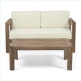 thumbnail image 3 of Patio Loveseat & Coffee Table Set, Classic Style | Beige+Brown | Acacia Wood, 3 of 12