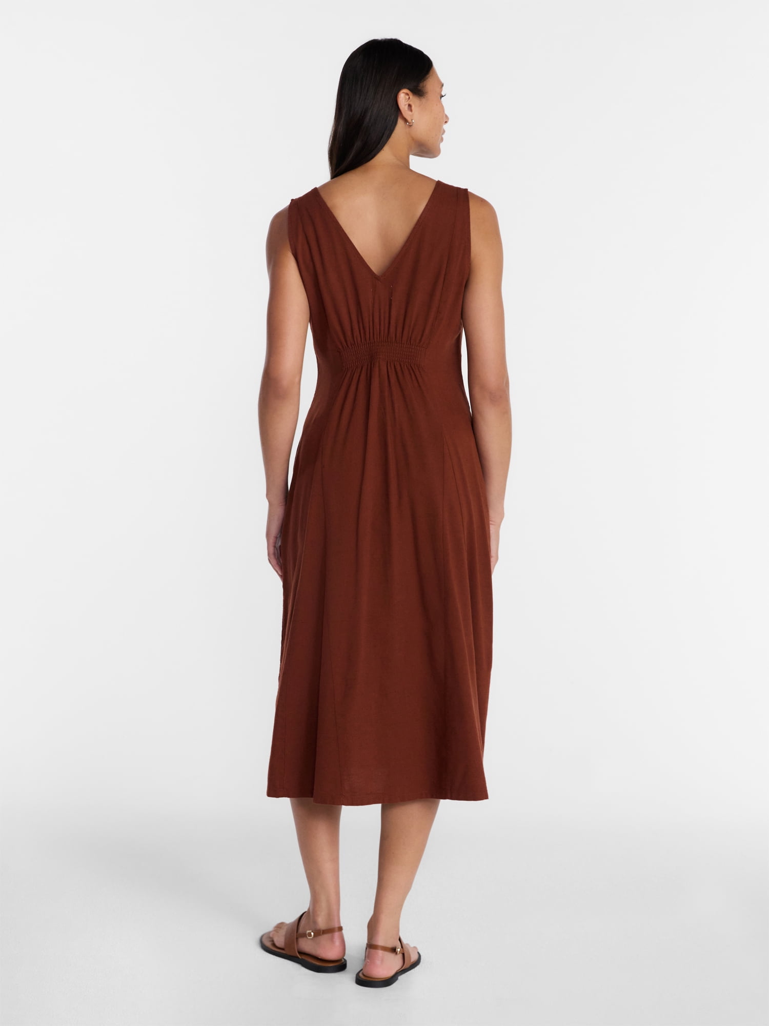 fit and flare dress walmart Time and Tru Women's Sleeveless Fit and Flare Midi Dress, Sizes Xs-xxxl, Blue