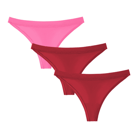 Meiodtion Underwear for Women Comfort Thong Cheeky Banded Waist Panties Elastic Flat Seams Stretchable Panty Watermelon Red M