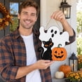 thumbnail image 7 of Halloween Decoration Wooden Sign Ghost Halloween Front Door Hanger Spooky Wooden Pumpkin Black Cat Sign for Indoor Outdoor Yard Сute Ghost Home Decorations Signs,C, 7 of 7