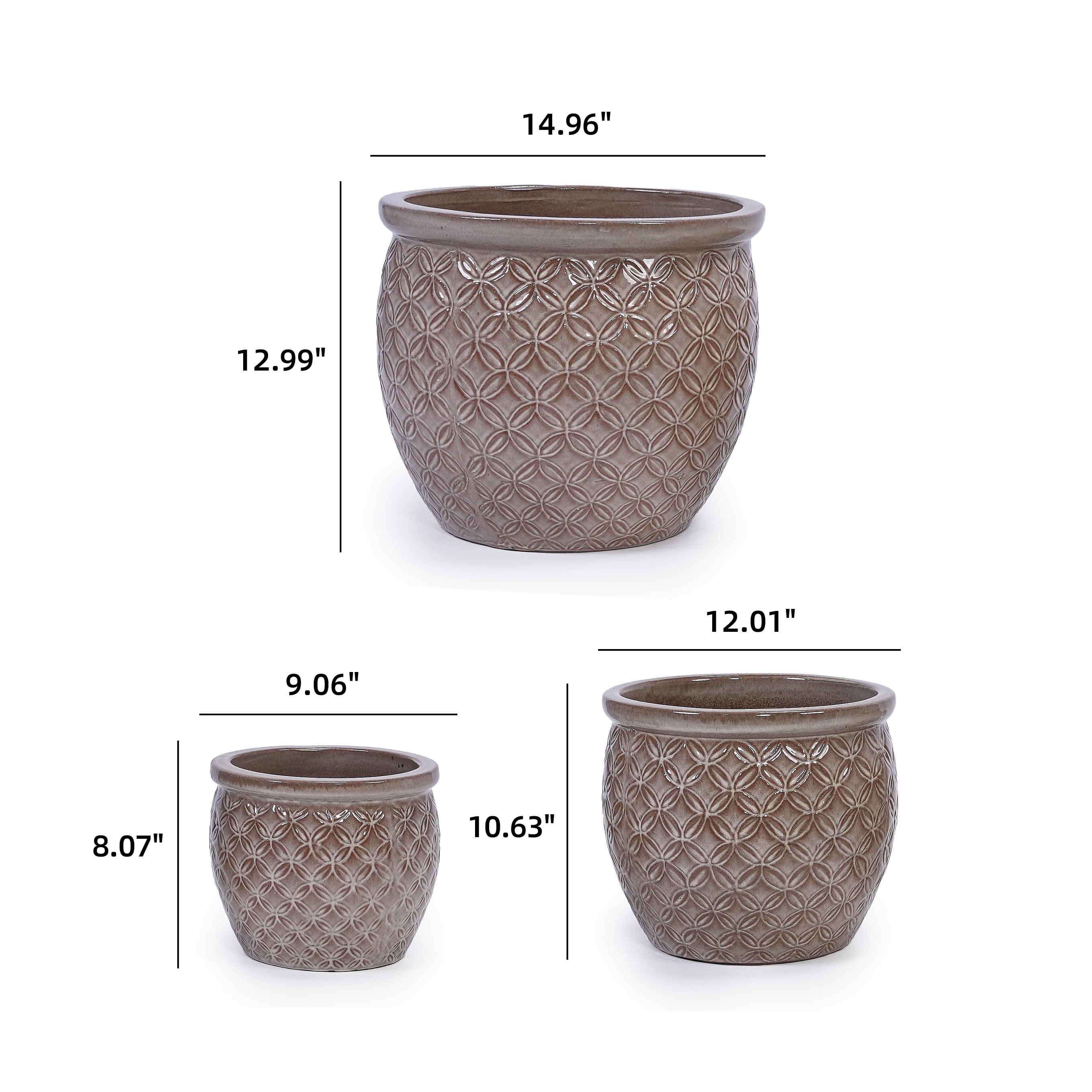 MAYEERTY 3 Pack Ceramic Plant Pots, Planter for Indoor Outdoor Patio, Garden, Yellow