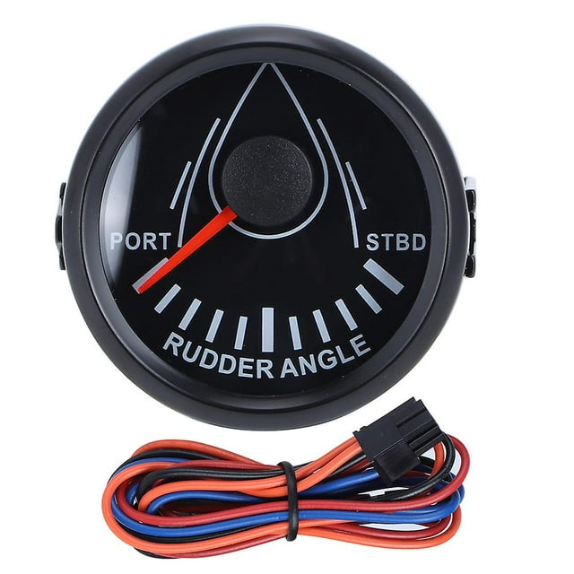 52mm Universal Rudder Angle Indicator 0-190ohm Signal with Rudder Sensor 9-32V Backlight for Boat Yacht Black Dial Black Cover