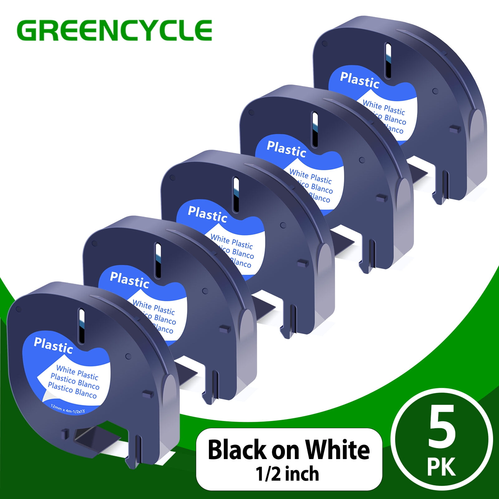 GreenCycle Compatible DYMO LetraTag Label Tape Refills, 5-Pack