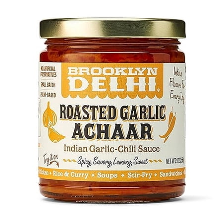 Brooklyn Delhi Roasted Garlic Achaar | Spicy, Lemony, Savory, Sweet Flavor | Made with Indian Spices, Red Chili Powder, and Unrefined Cane Sugar | Vegan, Nothing Artificial (Pack of 1)