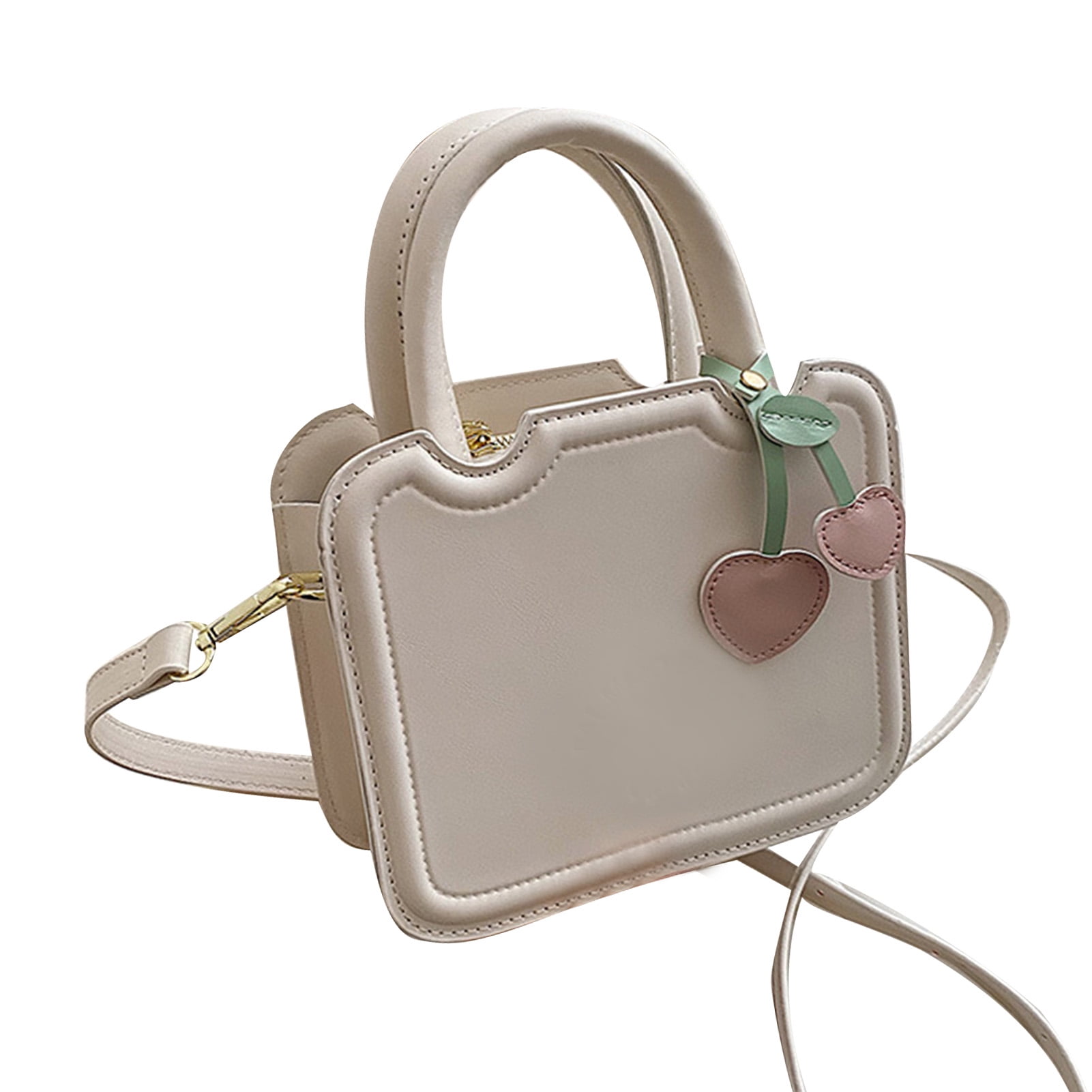 Women Hand Shoulder Bag Large Capacity Adjustable Strap Cute PU Leather Lady Tote Handbag for Daily Shopping White One Size Walmart
