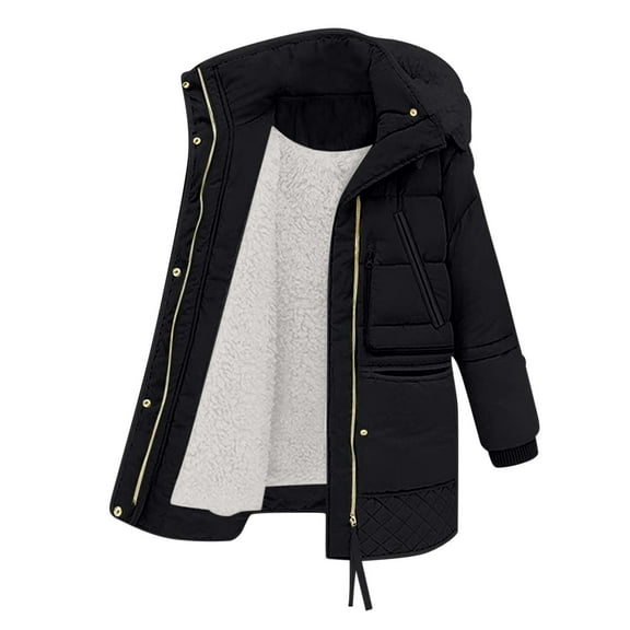 MuZeFu Winter Coats for Women Clearance under $50 Women's Fashionable Round Neck Single Breasted Thickened Cotton Jacket with Warm And Plush Jacket