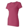 thumbnail image 2 of J. America B57728033 Women V-Neck Slub T-Shirt, Wildberry - Small, 2 of 5