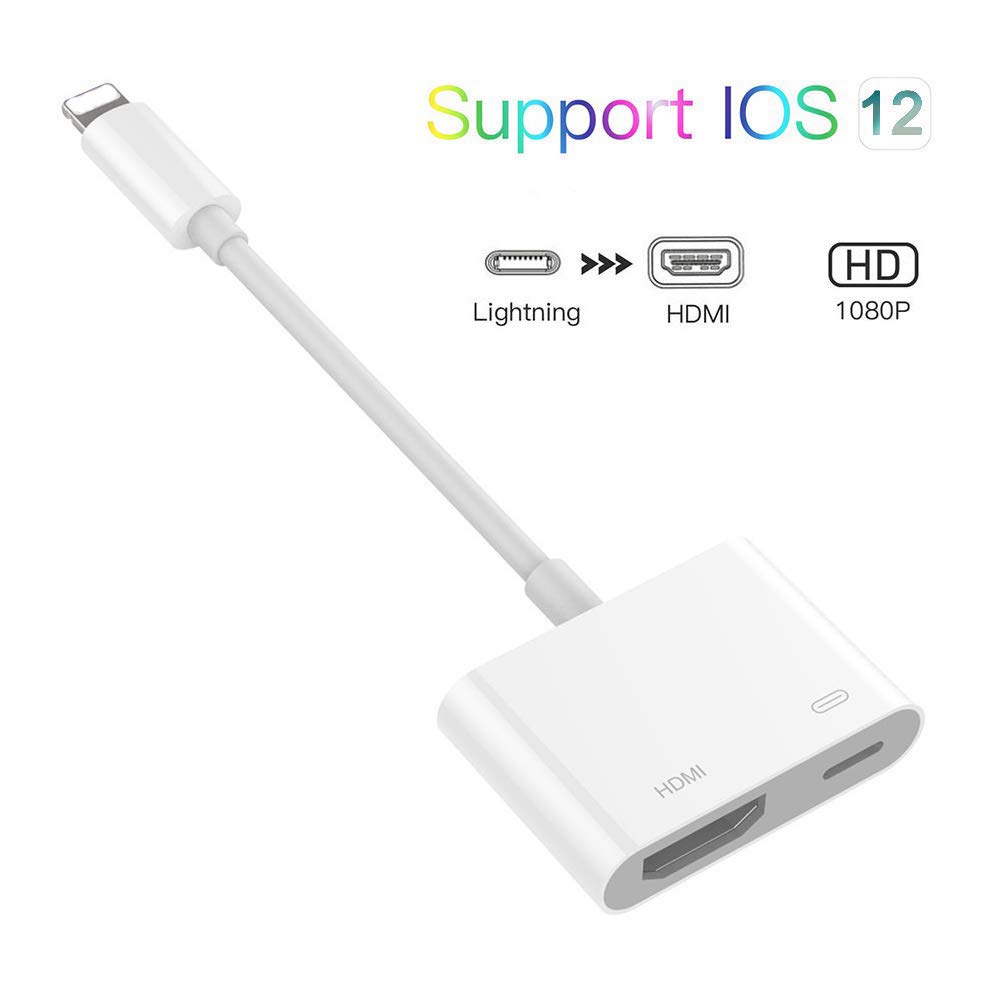 iPad 1080P Lightning to Digital AV Audio Adapter with Charging Port for iPhone Lightning to HDMI Adapter 4K HDMI Sync Screen Converter for HDTV//Monitor//Projecter iPod Apple MFi Certified