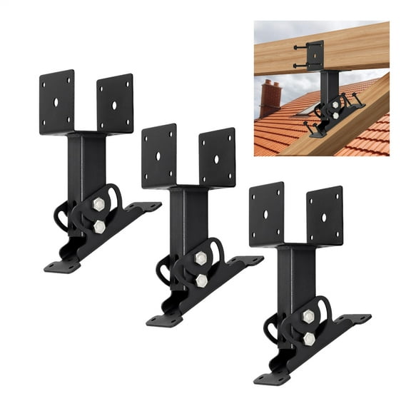 PWTOOL 3PCS Heavy Duty Roof Riser Brackets Kit, Adjustable Pergola Brackets Kit, Outdoor Living Roof Riser Beam Mount Stable Metal Pergola Support System for Garden & Patio